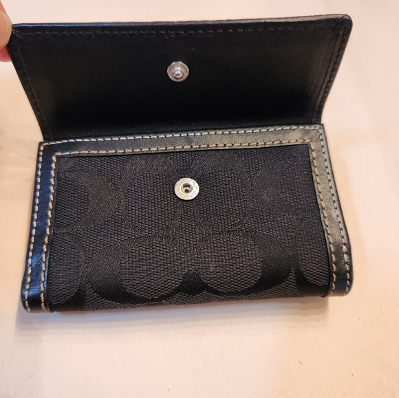 Coach Signature Tri-Fold Wallet in Black - Picture 3 of 4
